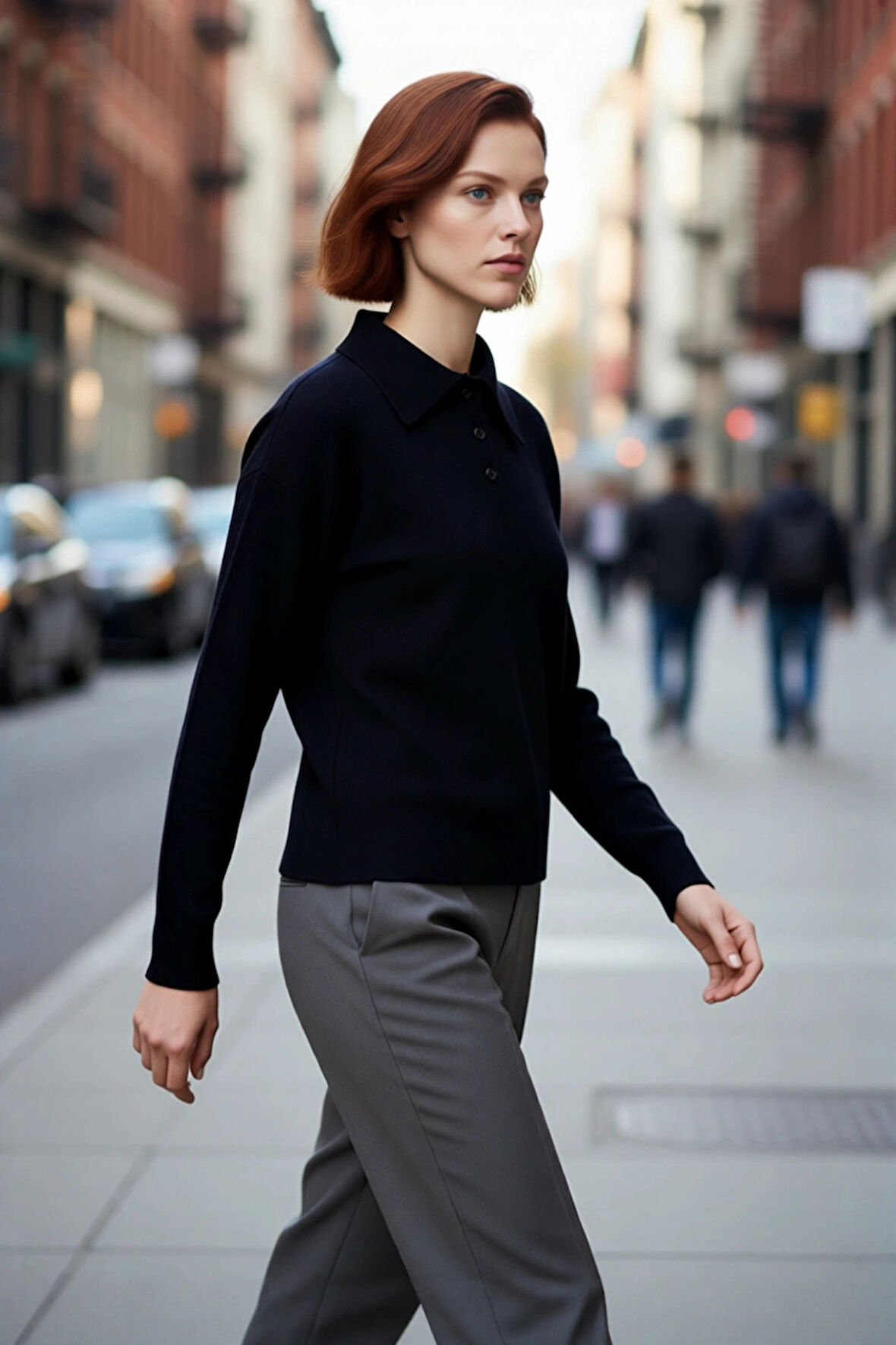 Kadın Oversize Polo Yaka Triko Kazak Renk Bloklu Düşük Kol Rahat Gündelik Kışlık Şıklık Sunar