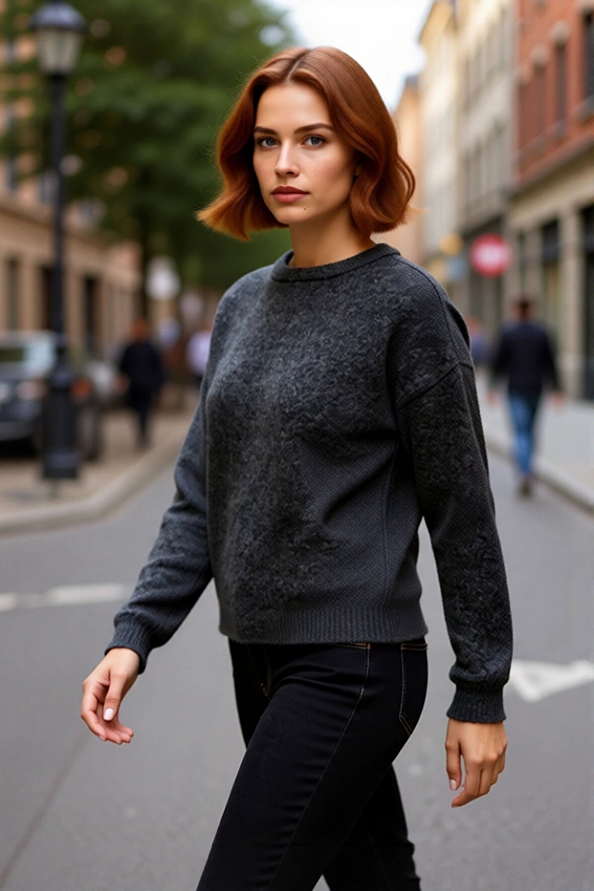 Kadın Oversize Bisiklet Yaka Düşük Kollu Triko Kazak Soğuk Havalar İçin Rahat Şık Kombinler