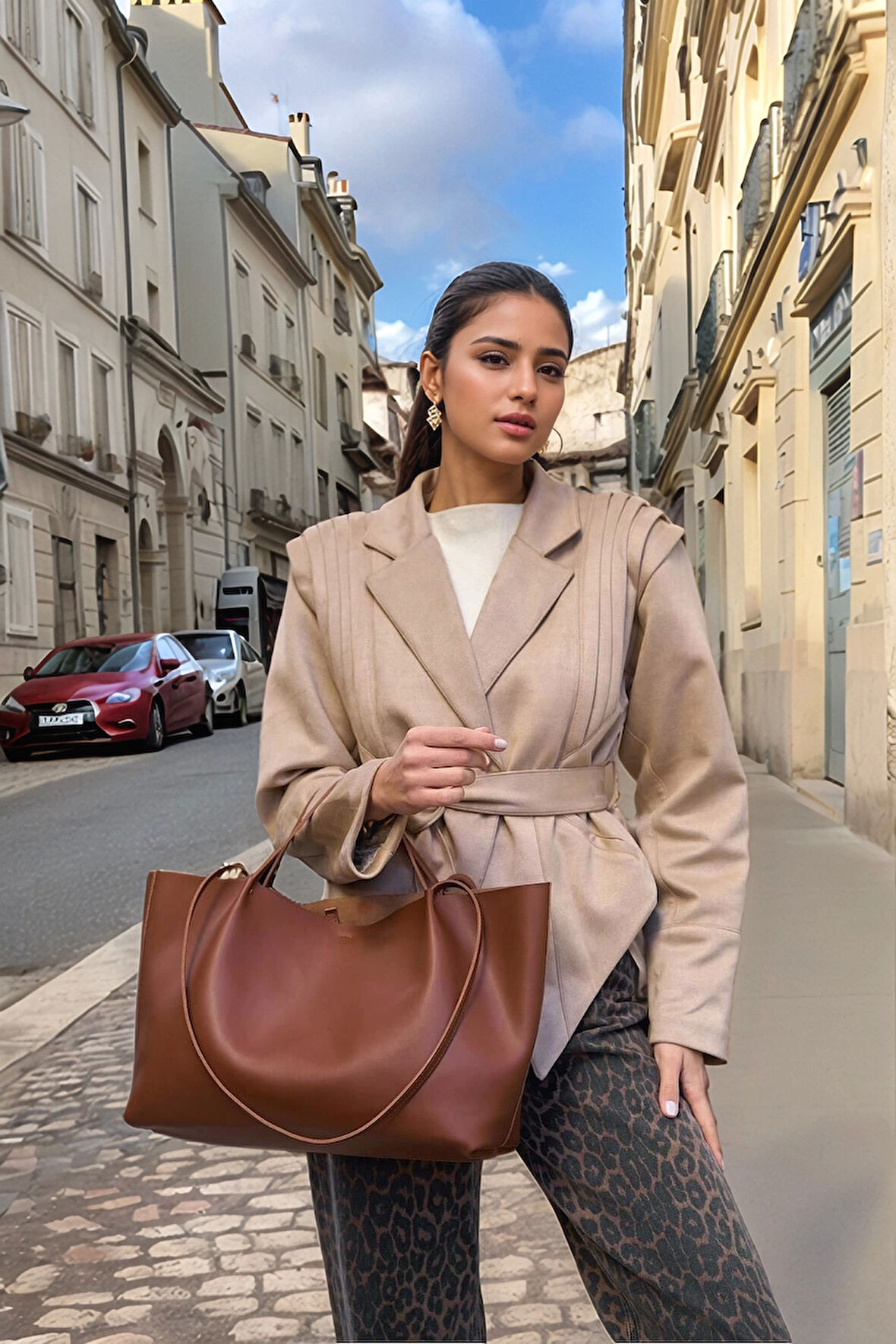 Tokalı Tasarıma Sahip Geniş Hacimli El ve Omuz Kullanımına Uygun Modern Tote Çanta