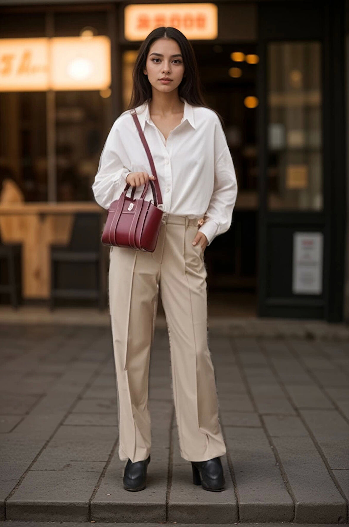 Kadın Mini Tote Çanta El ve Omuz Kullanımına Uygun Modern Gold Tokalı Tasarım
