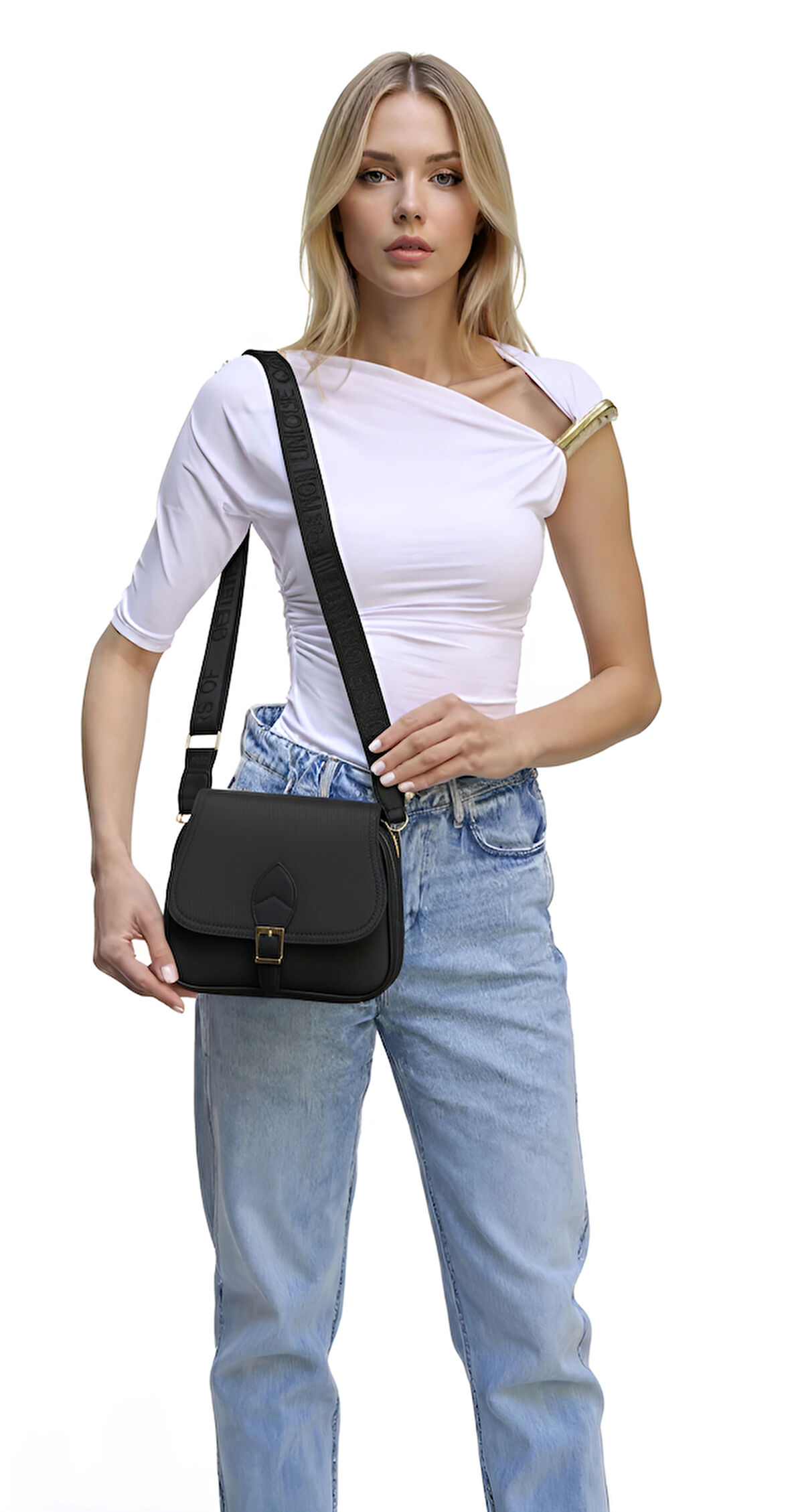 Kadın Şık Günlük Tokalı El Ve Omuz Çantası Modern Tasarım Hafta Sonu