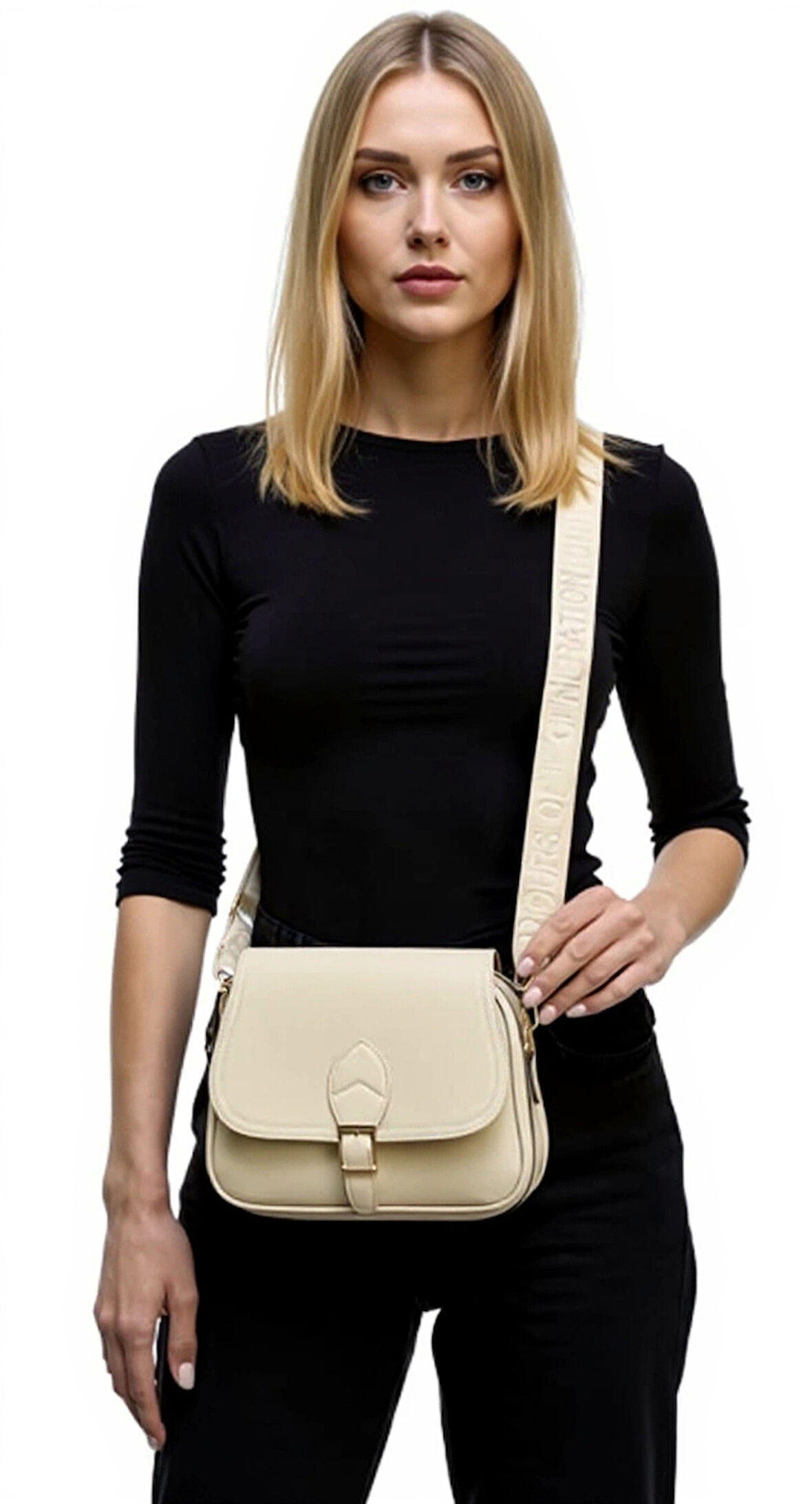 Kadın Şık Günlük Tokalı El Ve Omuz Çantası Modern Tasarım Hafta Sonu