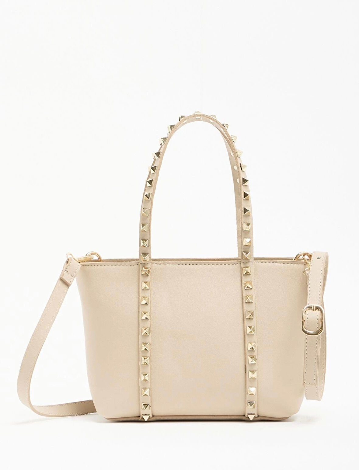 Kadın Zımba Detaylı PU Deri El Ve Omuz Çantası Günlük Kullanım İçin