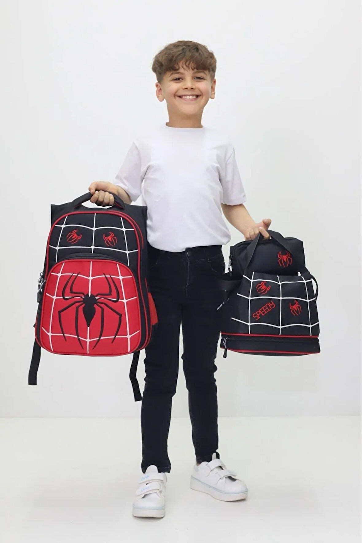 Örümcek Adam Temalı Erkek Çocuk 3’lü Okul Çanta Seti Spider Sırt Çantası Beslenme Çantası Kalemlik