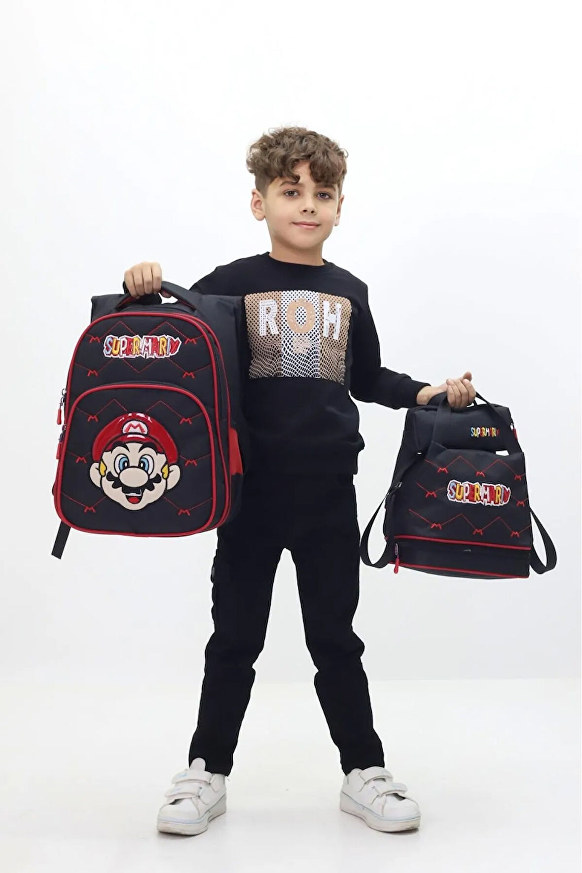 Erkek Çocuk Super Mario Temalı 3'lü Okul Seti Sırt Çantası ve Beslenme Çantası Kalemlik