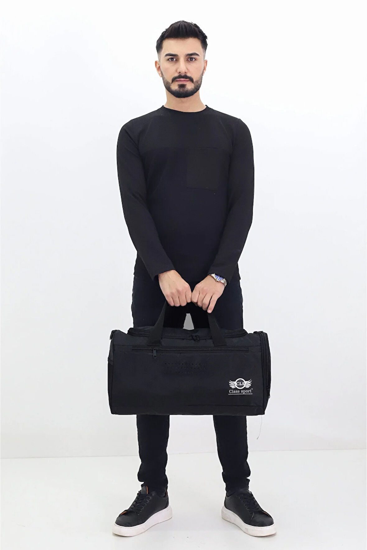 Siyah Spor ve Seyahat Çantası – Ayakkabı Bölmeli, Su Geçirmez, Omuz Askılı Antrenman Çantası