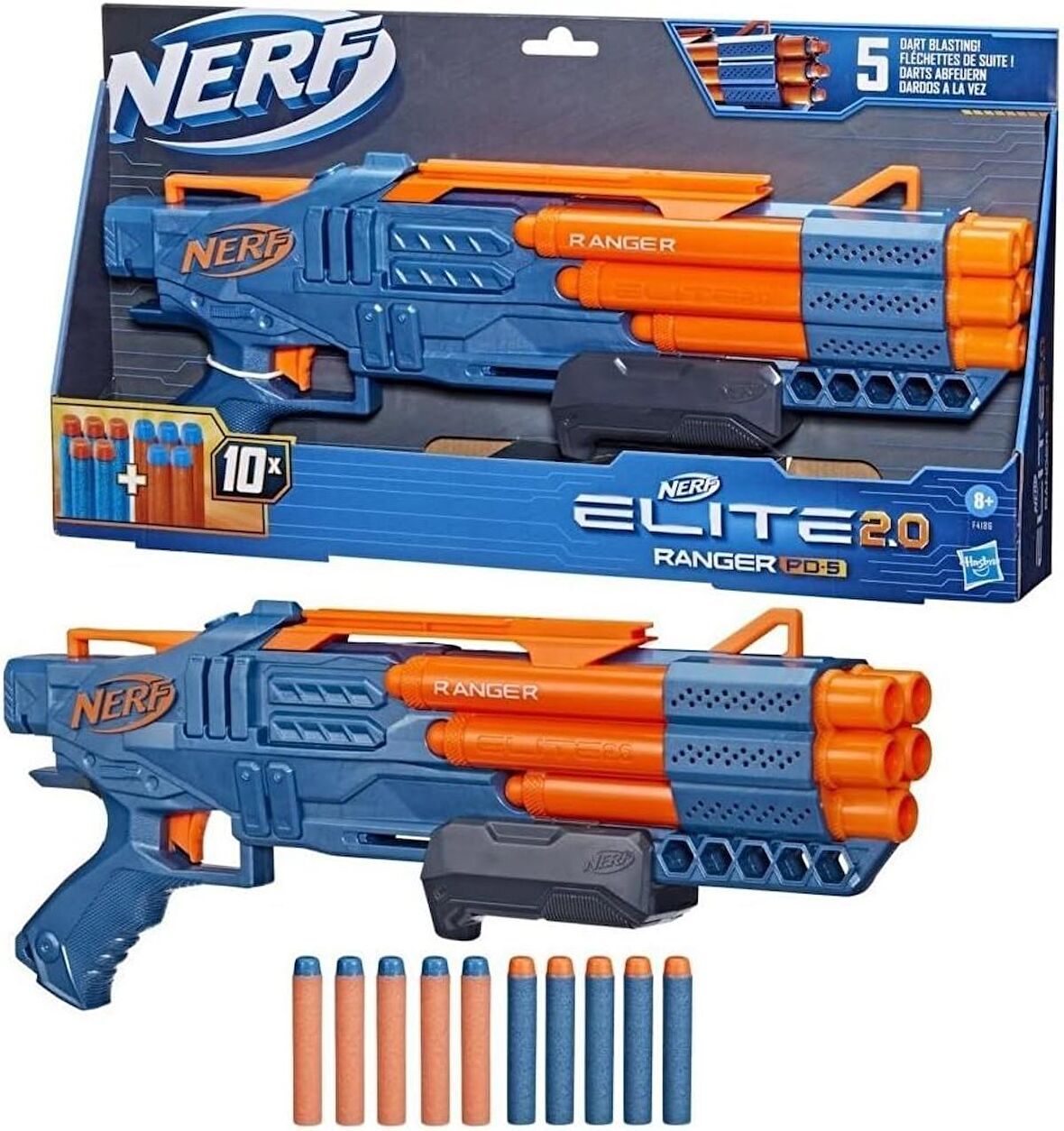 Nerf Elite 2.0 Ranger PD-5 Blaster 10 Adet Nerf Elite Dart Seti