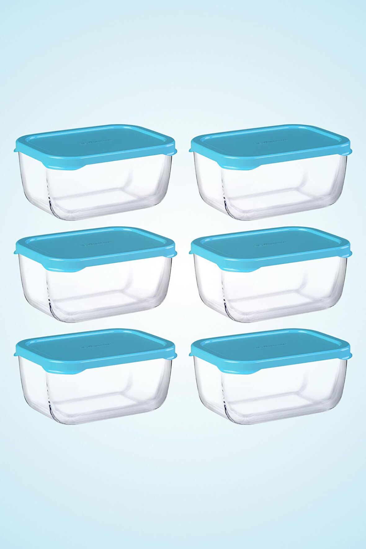 6lı Snowbox Saklama Kabı Takımı 420cc Mavi Kapaklı
