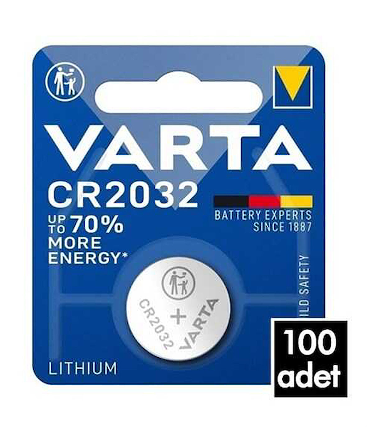 100 Adet Varta CR2032 3v Lityum Pil Tekli Ambalaj