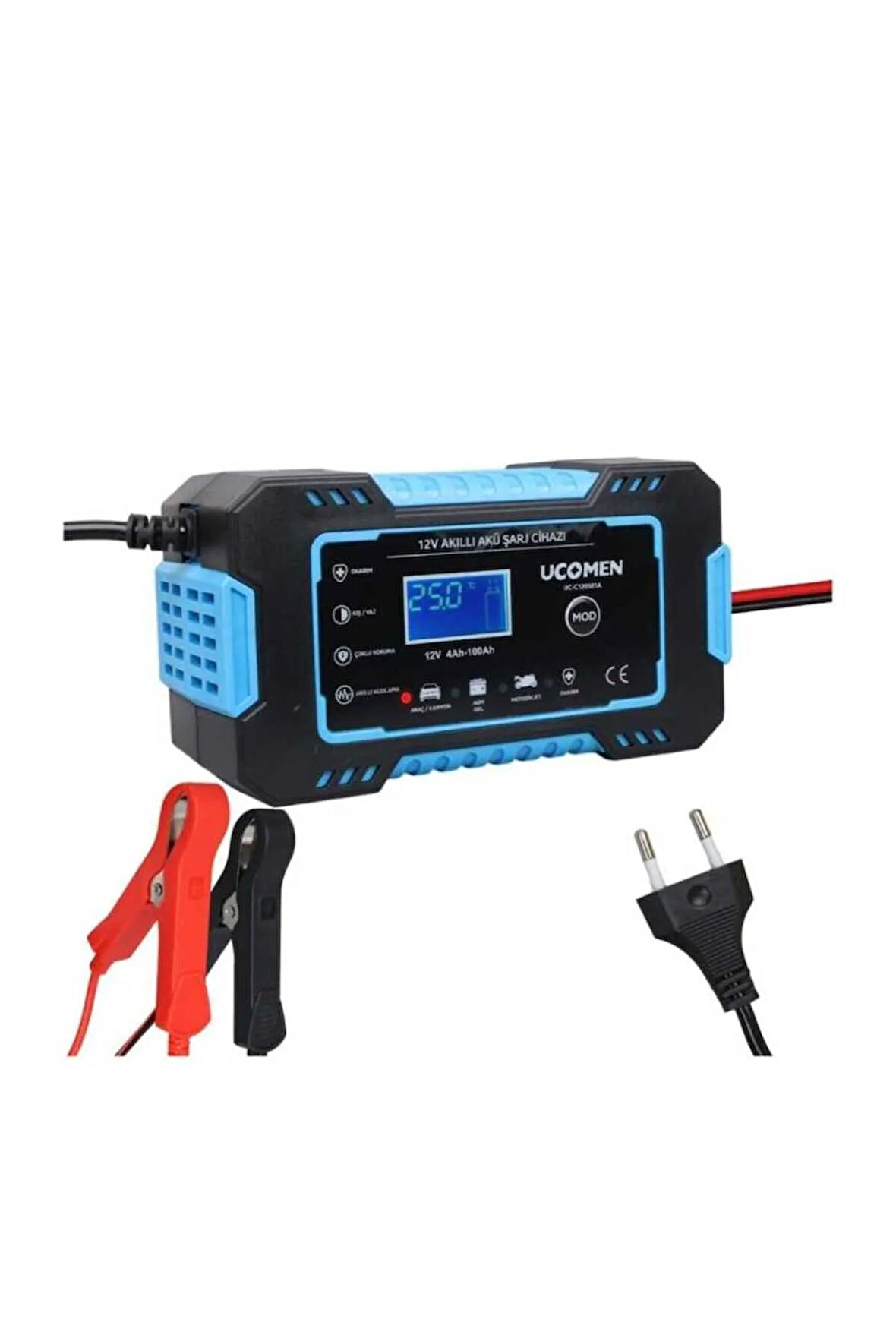 12V 6A Akıllı Akü Şarj Cihazı Otomatik LCD Ekran (UC-C120501A)