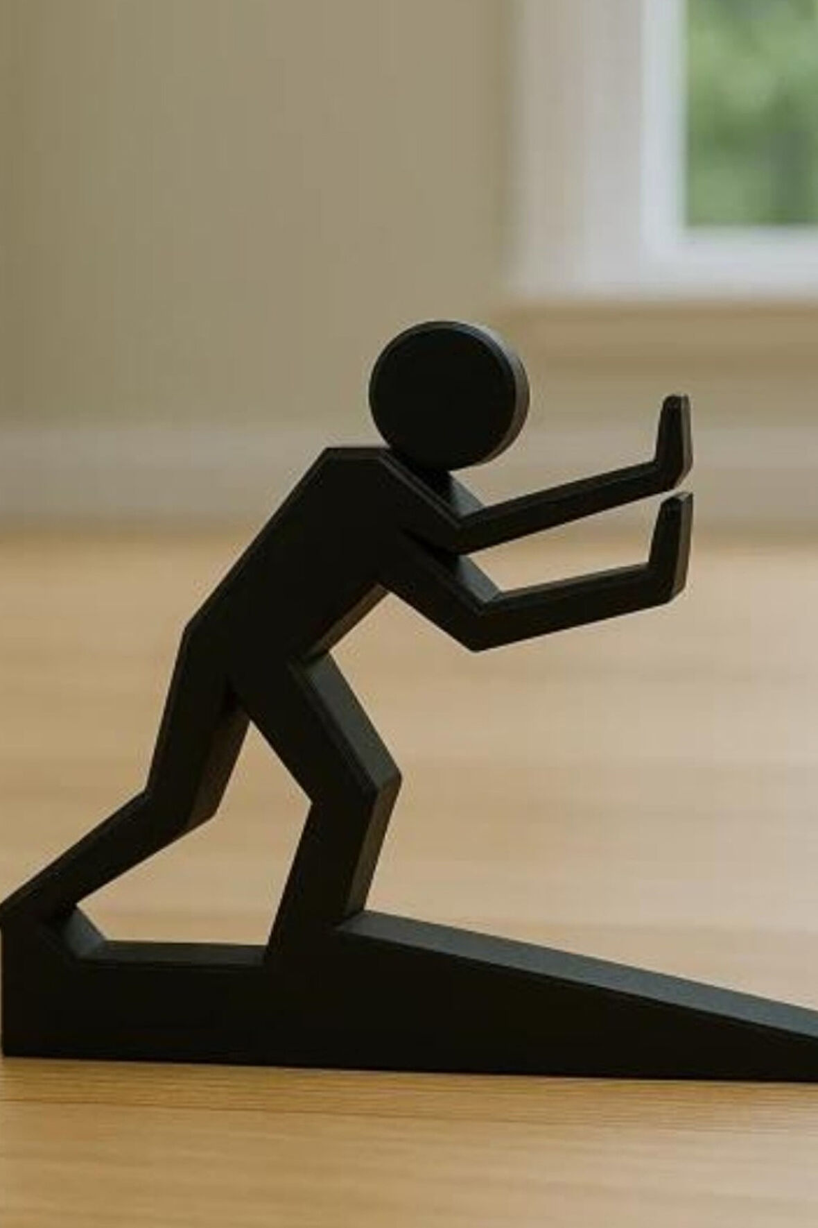 3D Kapı Durdurucu – Figürlü Siyah Kapı Tutucu - 12x10 cm Dayanıklı Tasarım