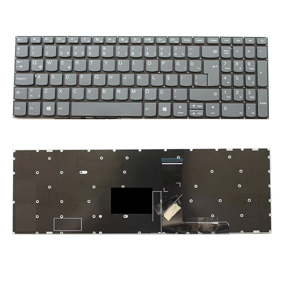 Lenovo 5CB0S16593, 5CB0S16594, 5CB0S16623 Klavye Tuş Takımı Q Gri Türkçe Tuş Seti