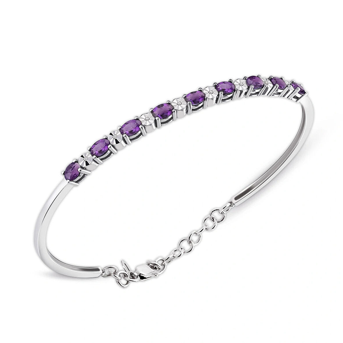 2.10 Ct Pırlantalı Oval Ametist Bilezik