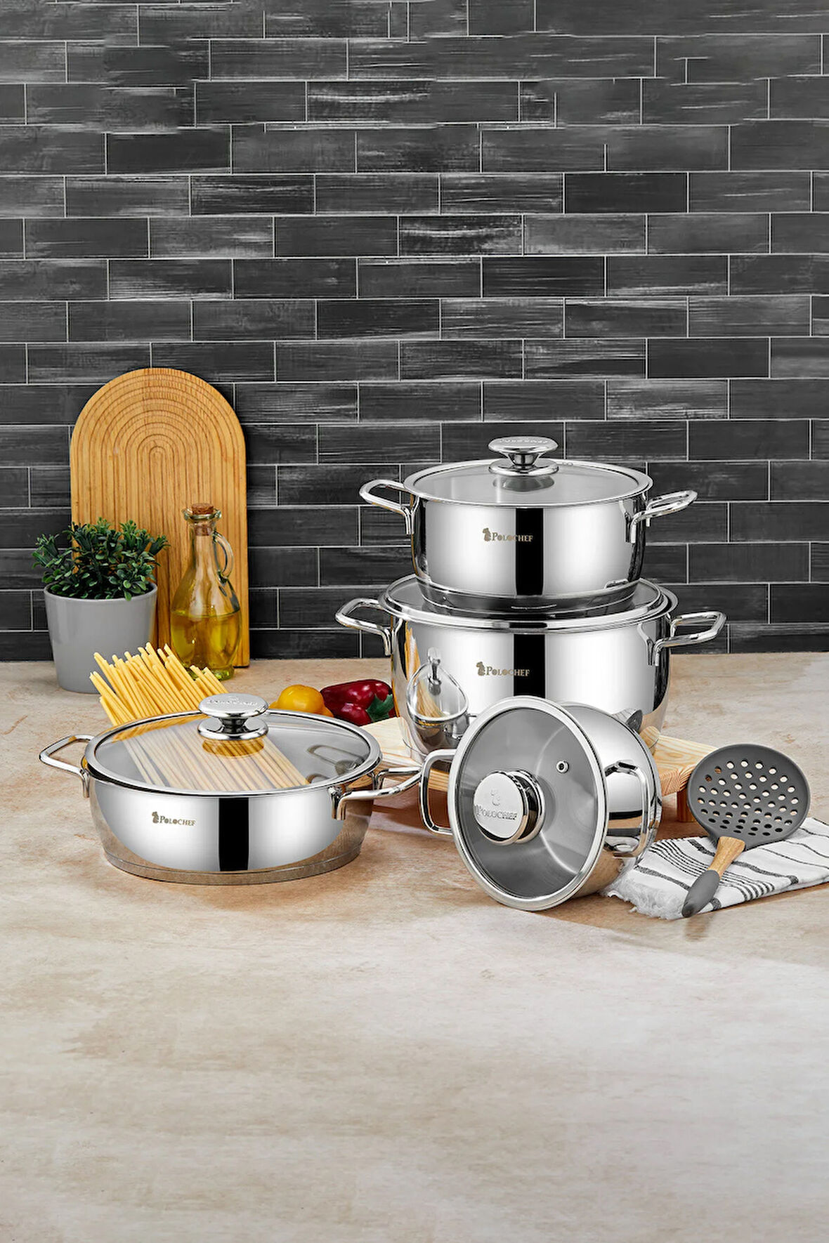 Vistal 18/10 Paslanmaz Çelik Tencere Seti 8 Parça