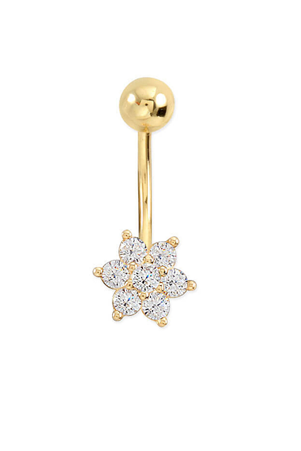 Altın Taşlı Çiçek Piercing (PC0011)