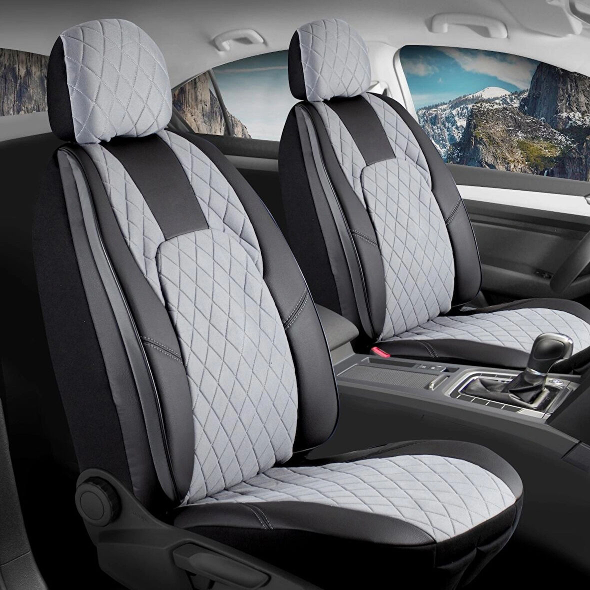 Dacia Sandero 2022 Lüx Yarı Deri Oto Koltuk Kılıfı Ön Arka Takım Chester FÜME