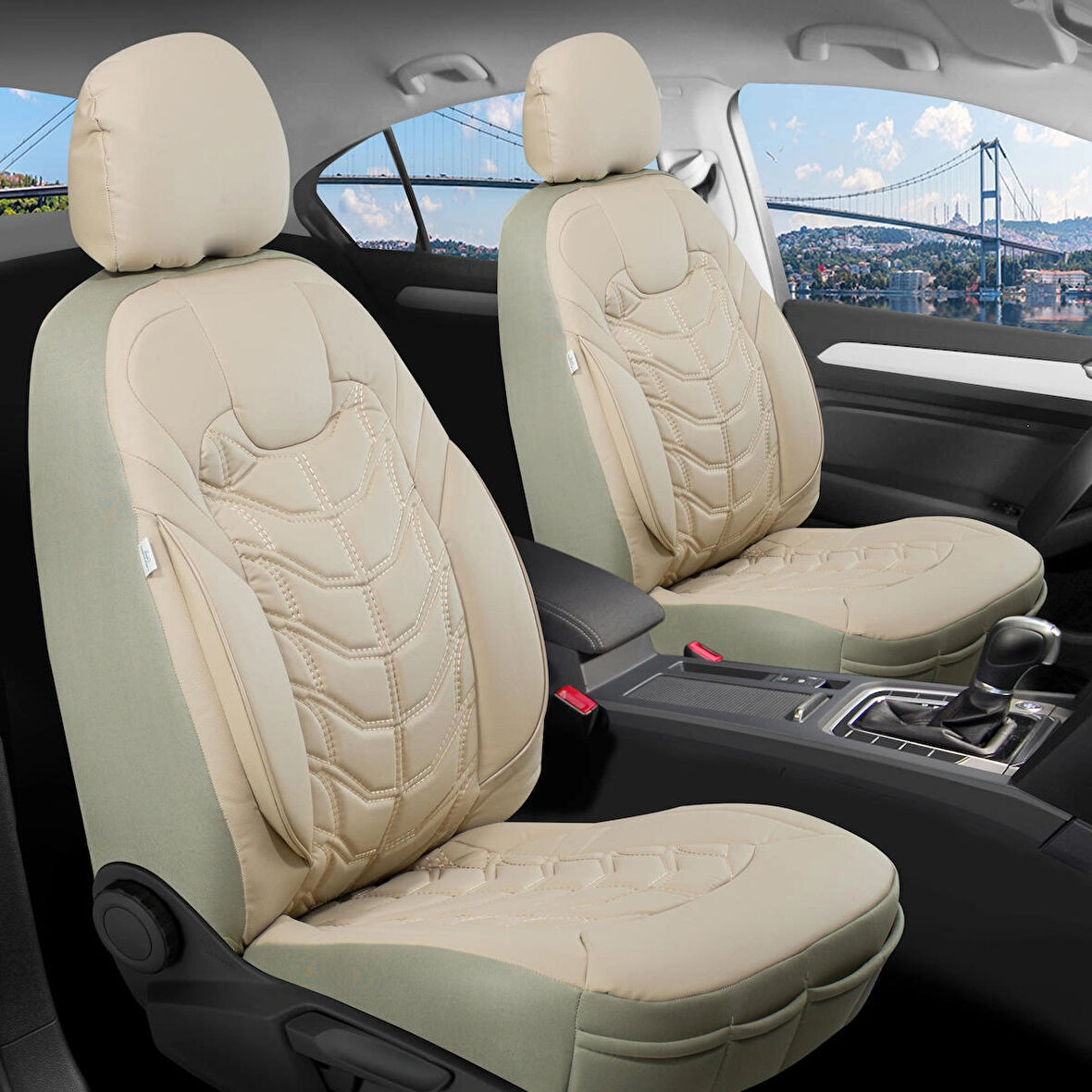 Nissan Qashqai Lüx Deri Oto Koltuk Kılıfı Ön Arka Takım Classy Serisi BEJ