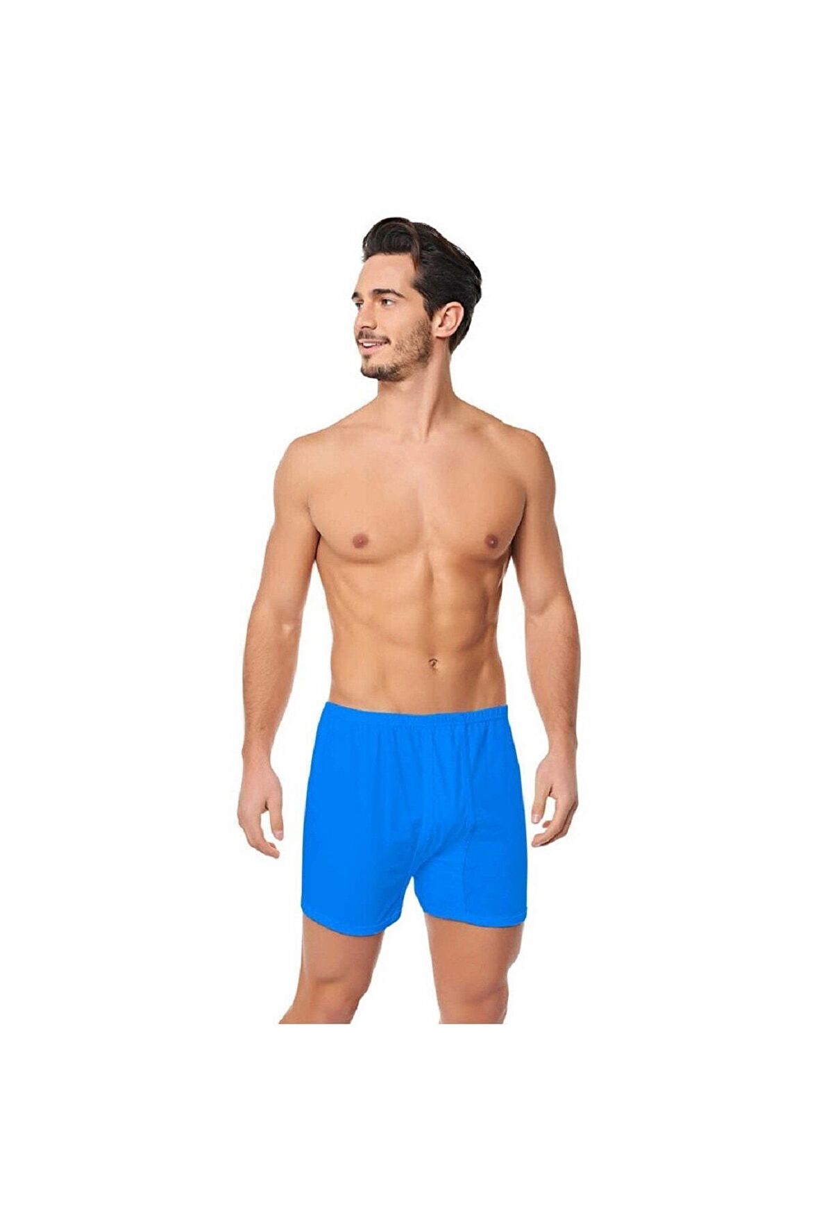 Erkek Mavi Pamuklu Arjantin Paçalı Boxer