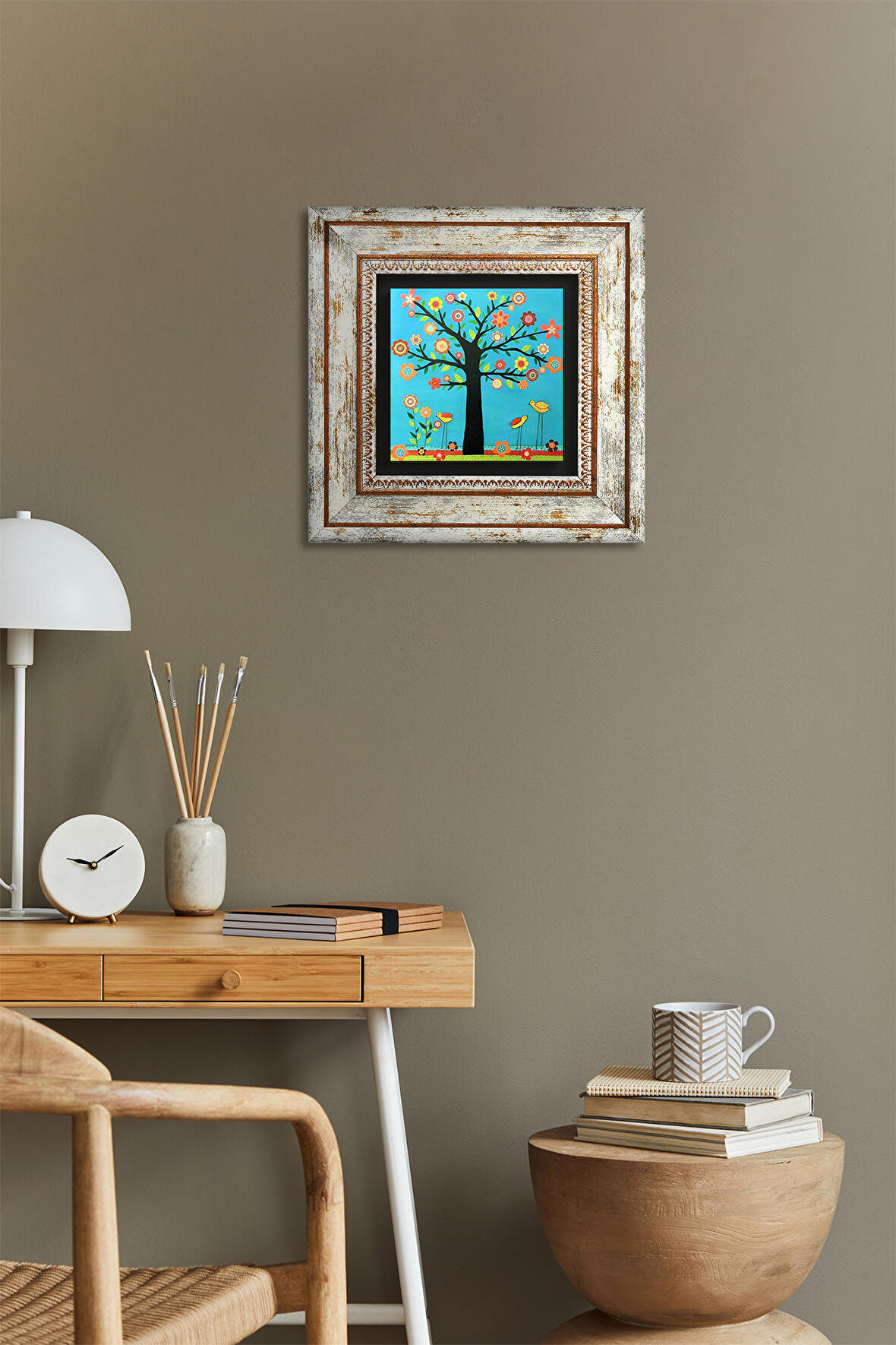 Karla Gerard Hayat Ağacı Taş Duvar Tablosu Çerçeveli Duvar Dekoru Wall Art