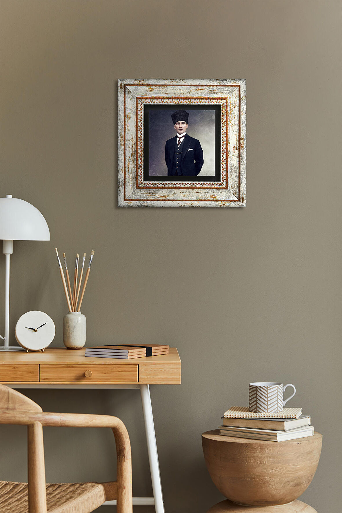 Atatürk Taş Duvar Tablosu Çerçeveli Duvar Dekoru Wall Art