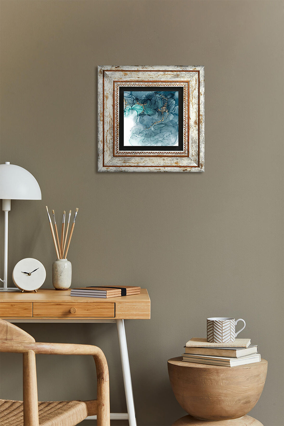 Soyut Sanat Taş Duvar Tablosu Çerçeveli Duvar Dekoru Wall Art