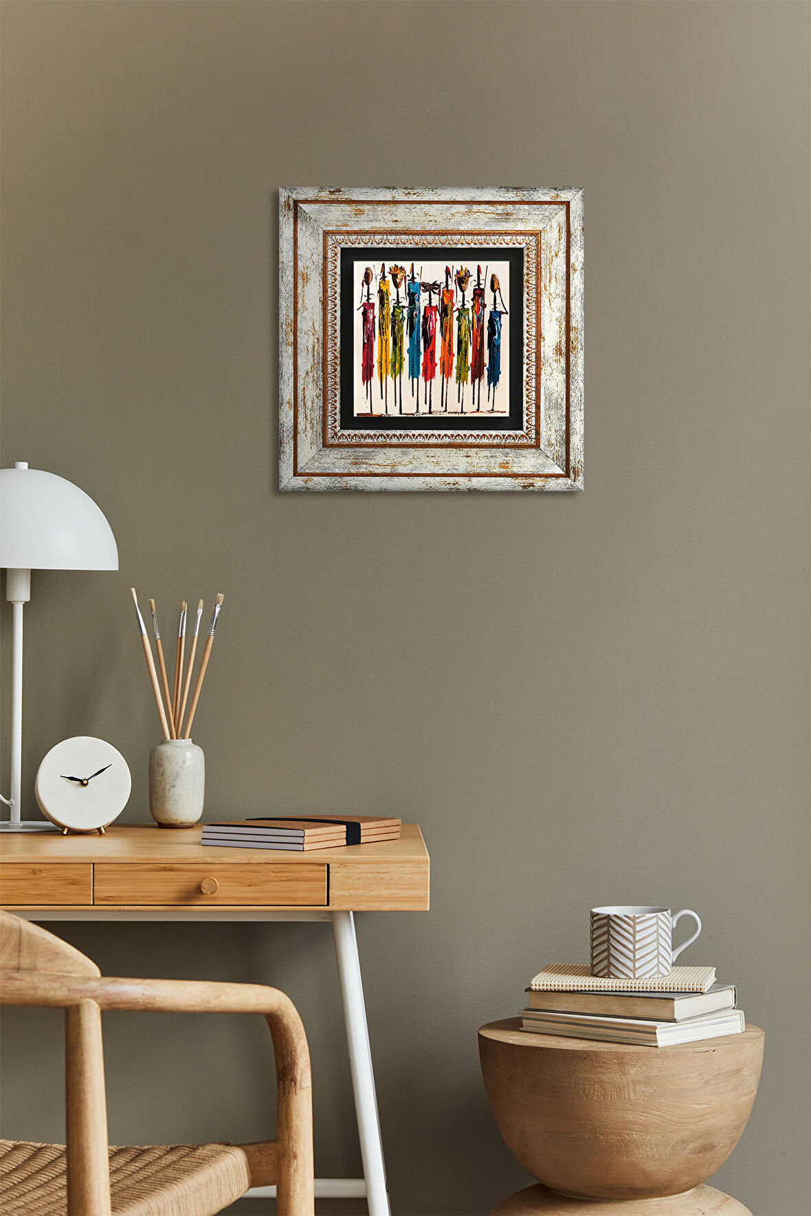 Yerli Kadınlar Tablosu Taş Duvar Tablosu Çerçeveli Duvar Dekoru Wall Art