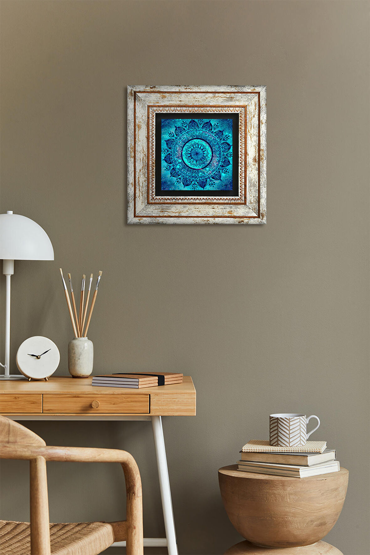 Mandala Taş Duvar Tablosu Çerçeveli Duvar Dekoru Wall Art