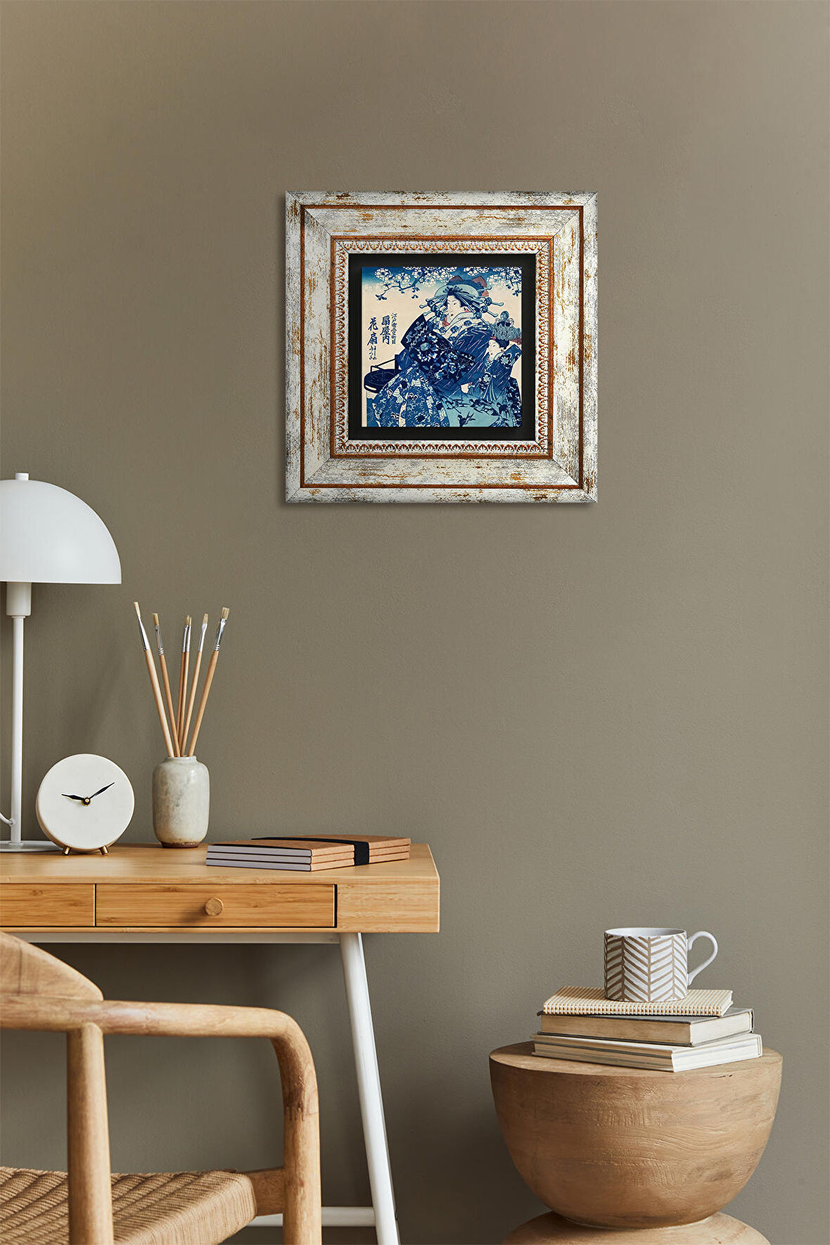 Japon Sanatı Taş Duvar Tablosu Çerçeveli Duvar Dekoru Wall Art