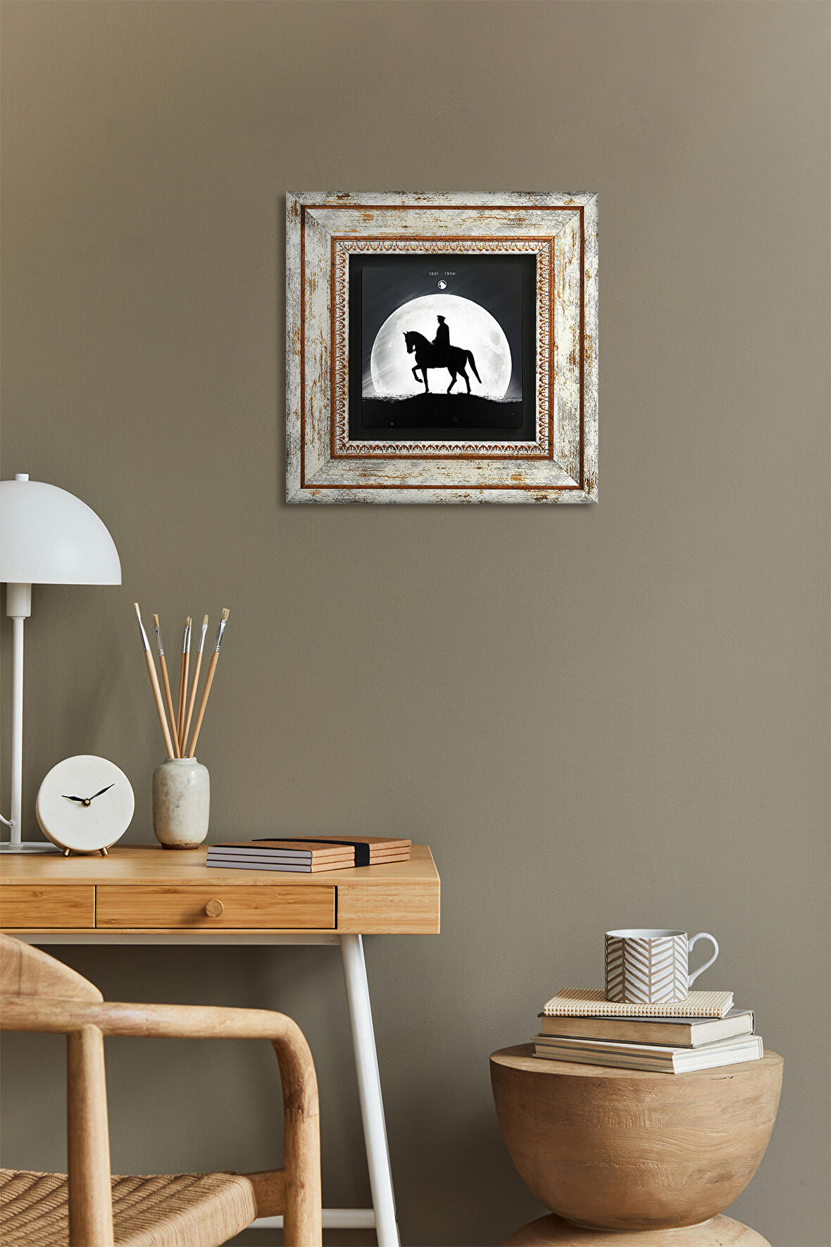 Atatürk Taş Duvar Tablosu Çerçeveli Duvar Dekoru Wall Art