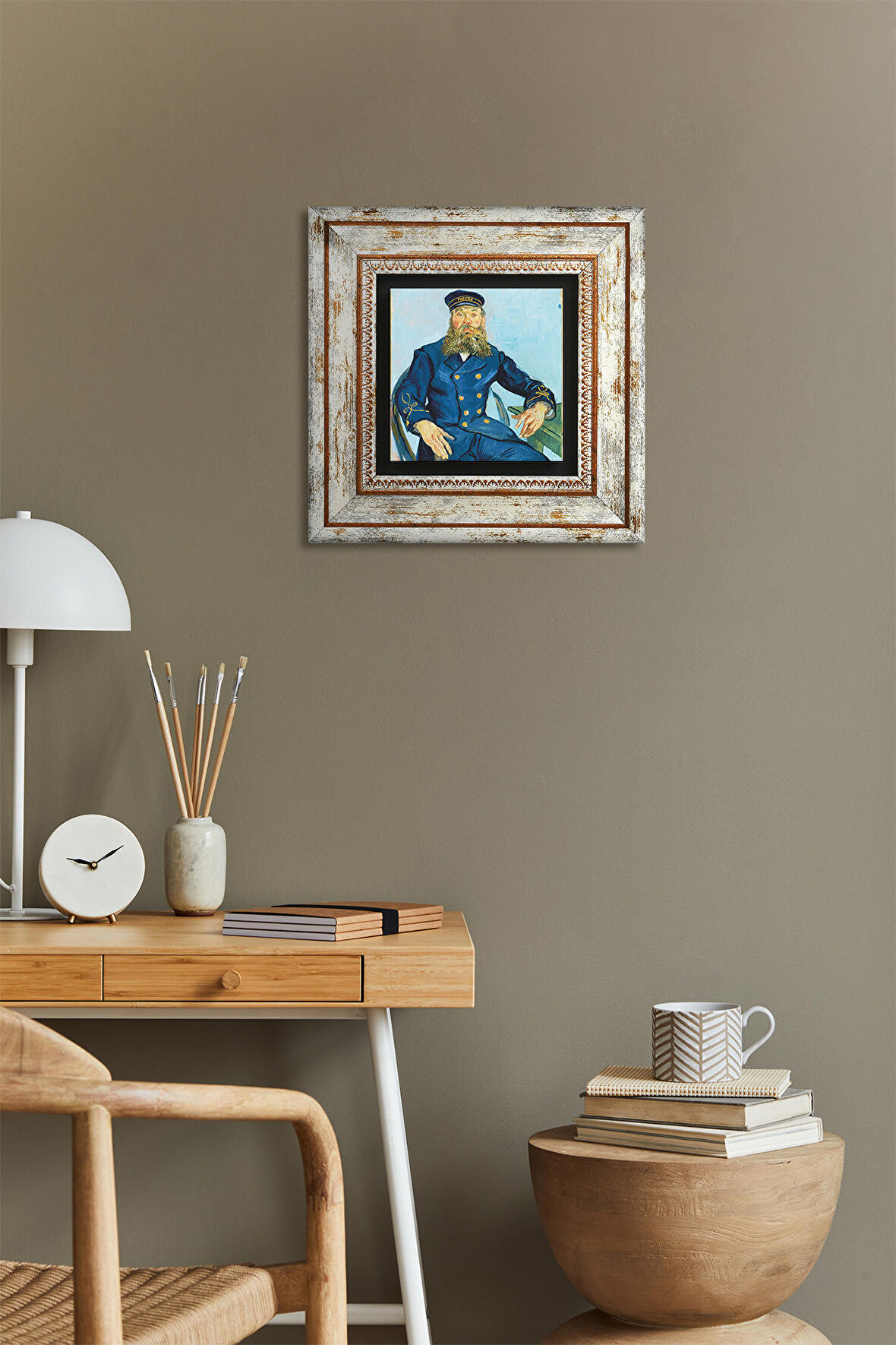 Van Gogh Postacı Joseph Roulin'in Portresi Taş Duvar Tablosu Çerçeveli Duvar Dekoru Wall Art