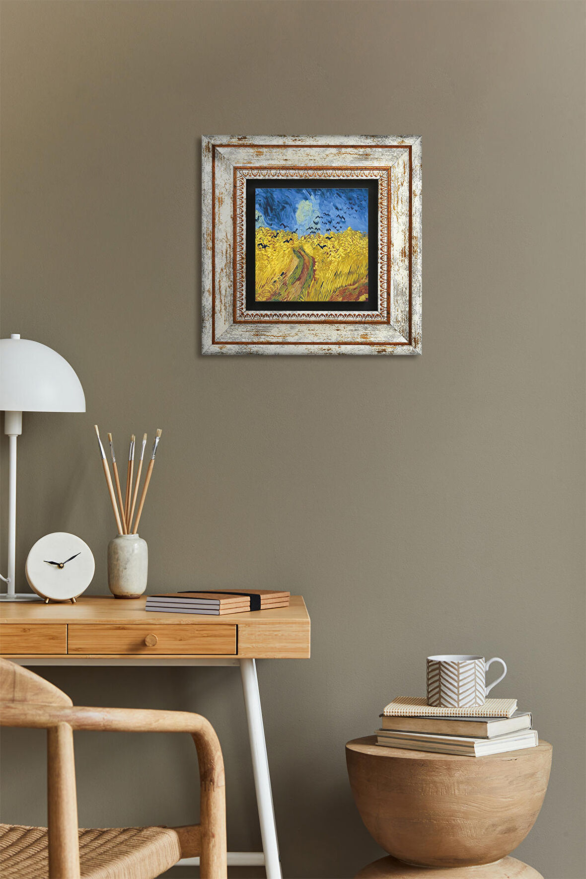 Van Gogh Buğday Tarlası ve Kargalar Taş Duvar Tablosu Çerçeveli Duvar Dekoru Wall Art