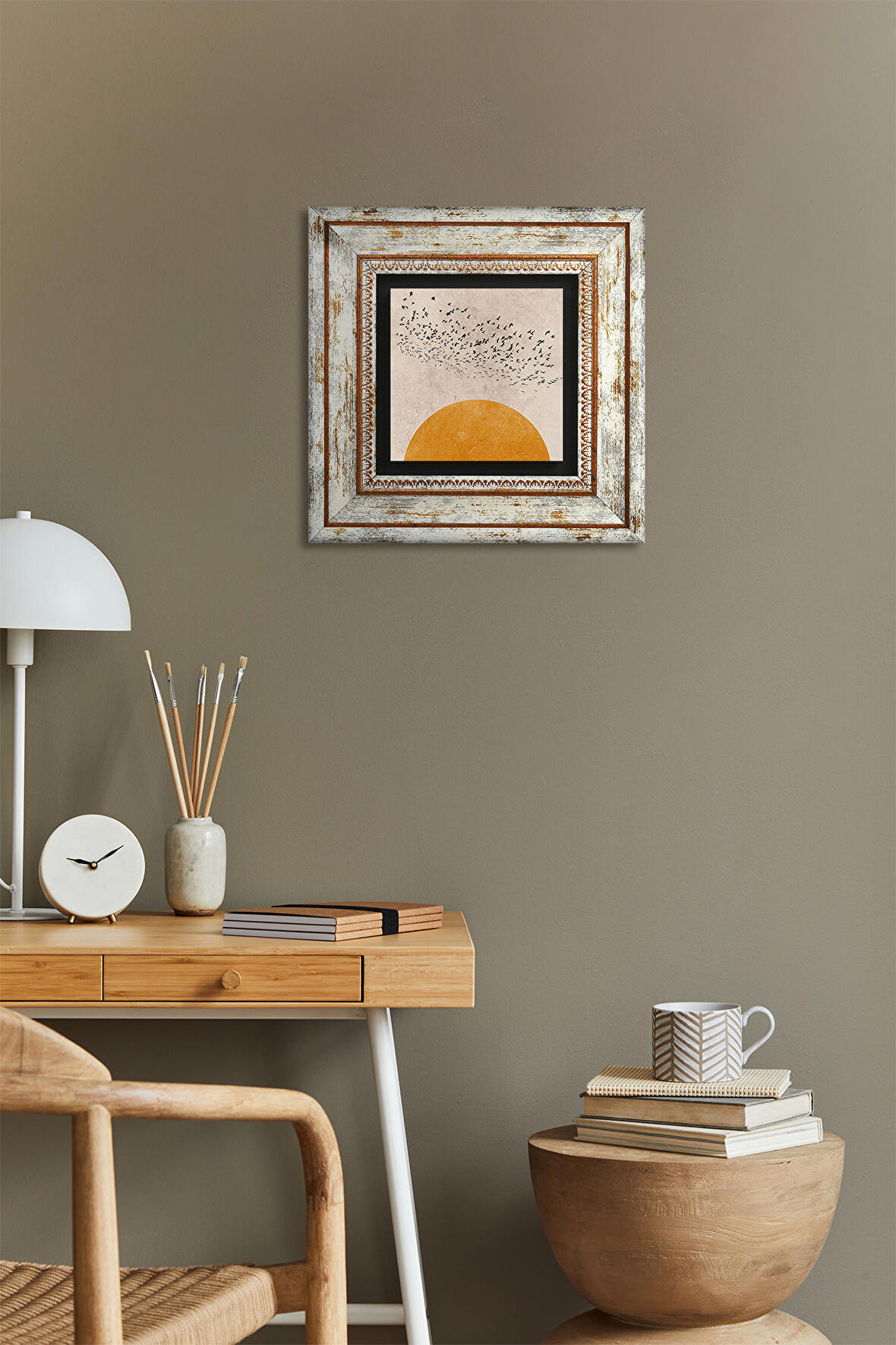 Minimalist Taş Duvar Tablosu Çerçeveli Duvar Dekoru Wall Art