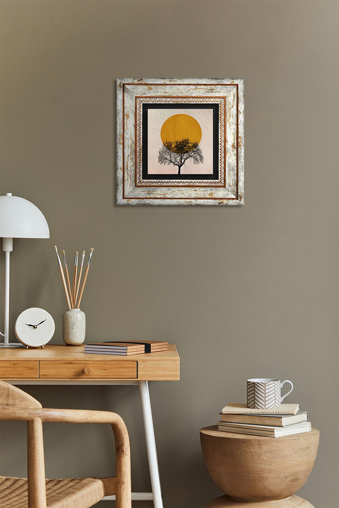 Minimalist Taş Duvar Tablosu Çerçeveli Duvar Dekoru Wall Art