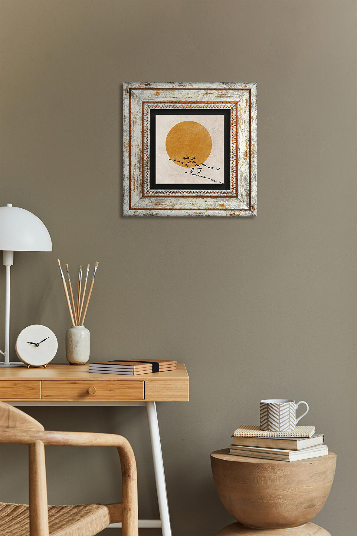Minimalist Taş Duvar Tablosu Çerçeveli Duvar Dekoru Wall Art