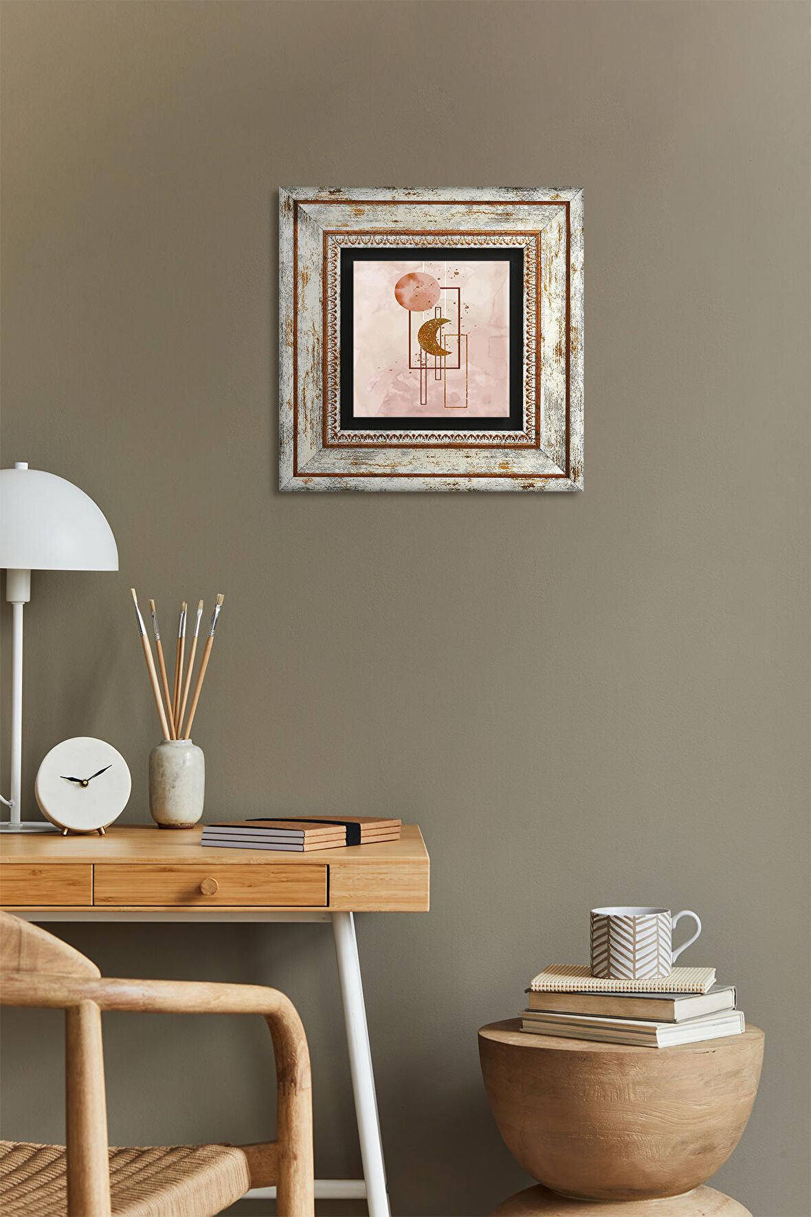 Minimalist Soyut Taş Duvar Tablosu Çerçeveli Duvar Dekoru Wall Art