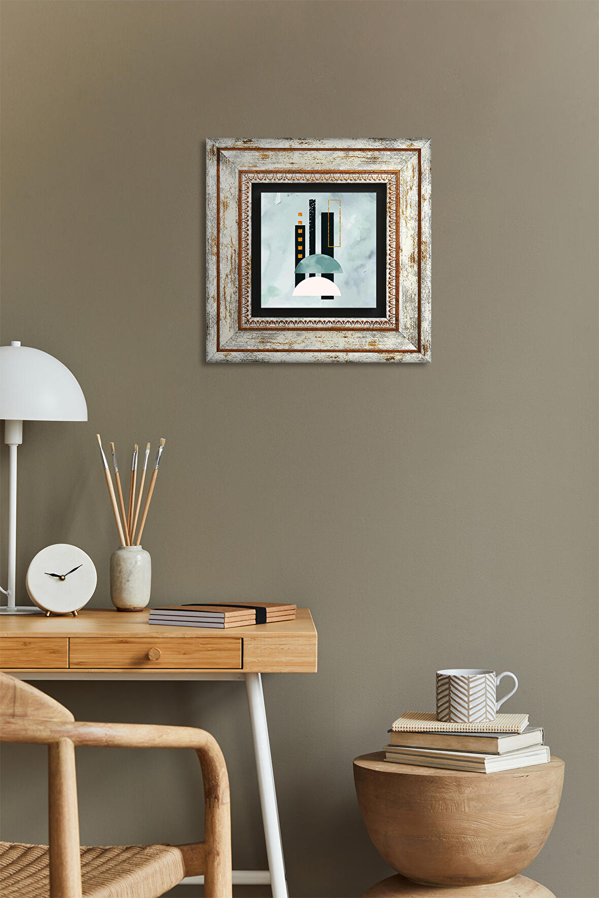 Minimalist Soyut Taş Duvar Tablosu Çerçeveli Duvar Dekoru Wall Art