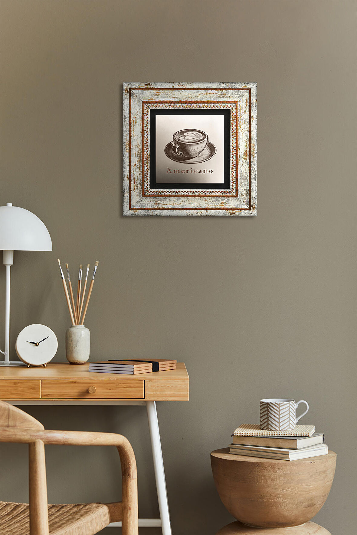 Kahve Taş Duvar Tablosu Çerçeveli Duvar Dekoru Wall Art
