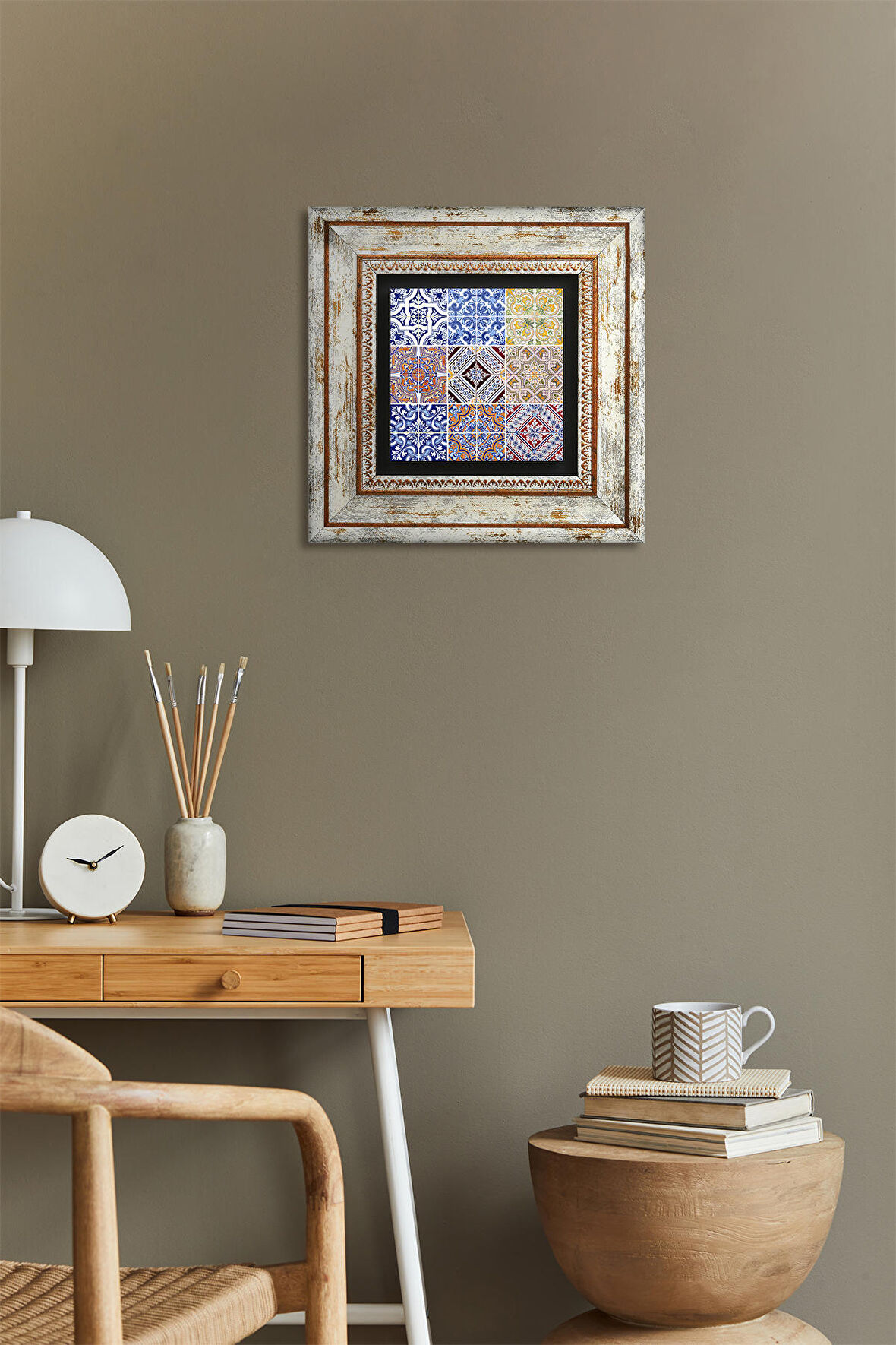 Etnik Desen Taş Duvar Tablosu Çerçeveli Duvar Dekoru Wall Art