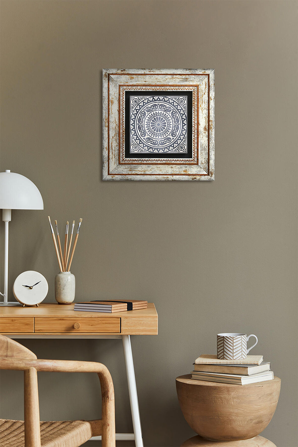 Etnik Desen Taş Duvar Tablosu Çerçeveli Duvar Dekoru Wall Art