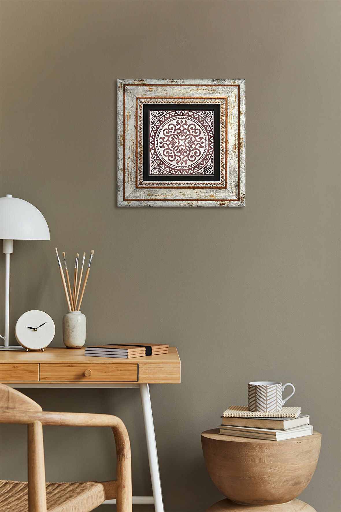 Etnik Desen Taş Duvar Tablosu Çerçeveli Duvar Dekoru Wall Art
