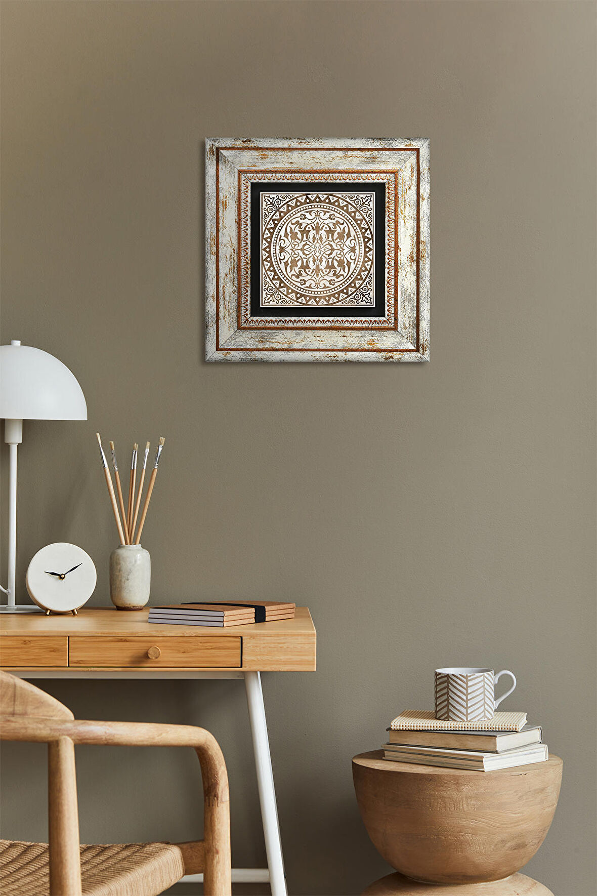 Etnik Desen Taş Duvar Tablosu Çerçeveli Duvar Dekoru Wall Art