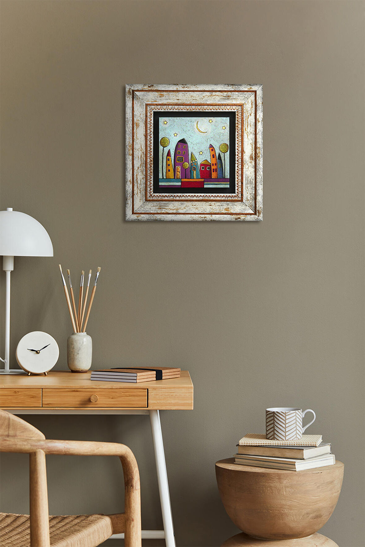 Minimalist Bohem Taş Duvar Tablosu Çerçeveli Duvar Dekoru Wall Art