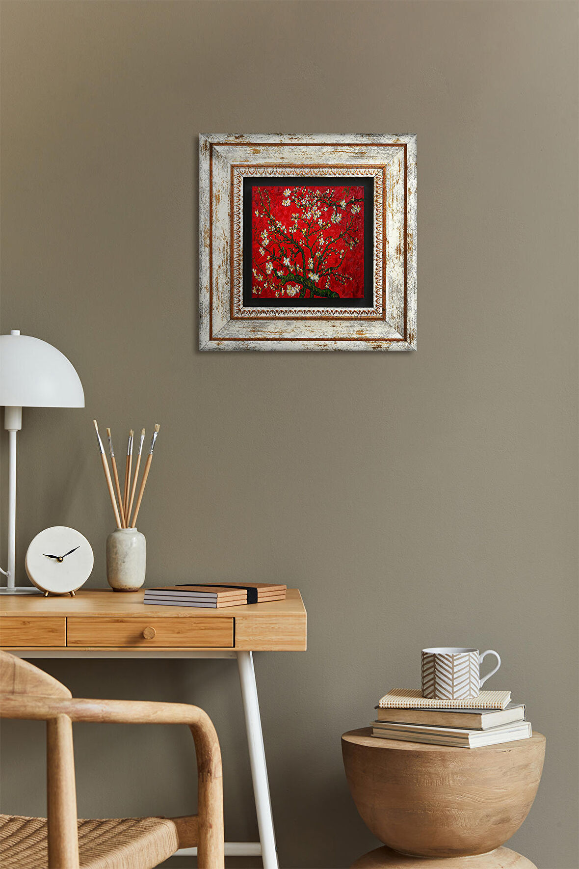 Van Gogh Badem Ağacı Taş Duvar Tablosu Çerçeveli Duvar Dekoru Wall Art