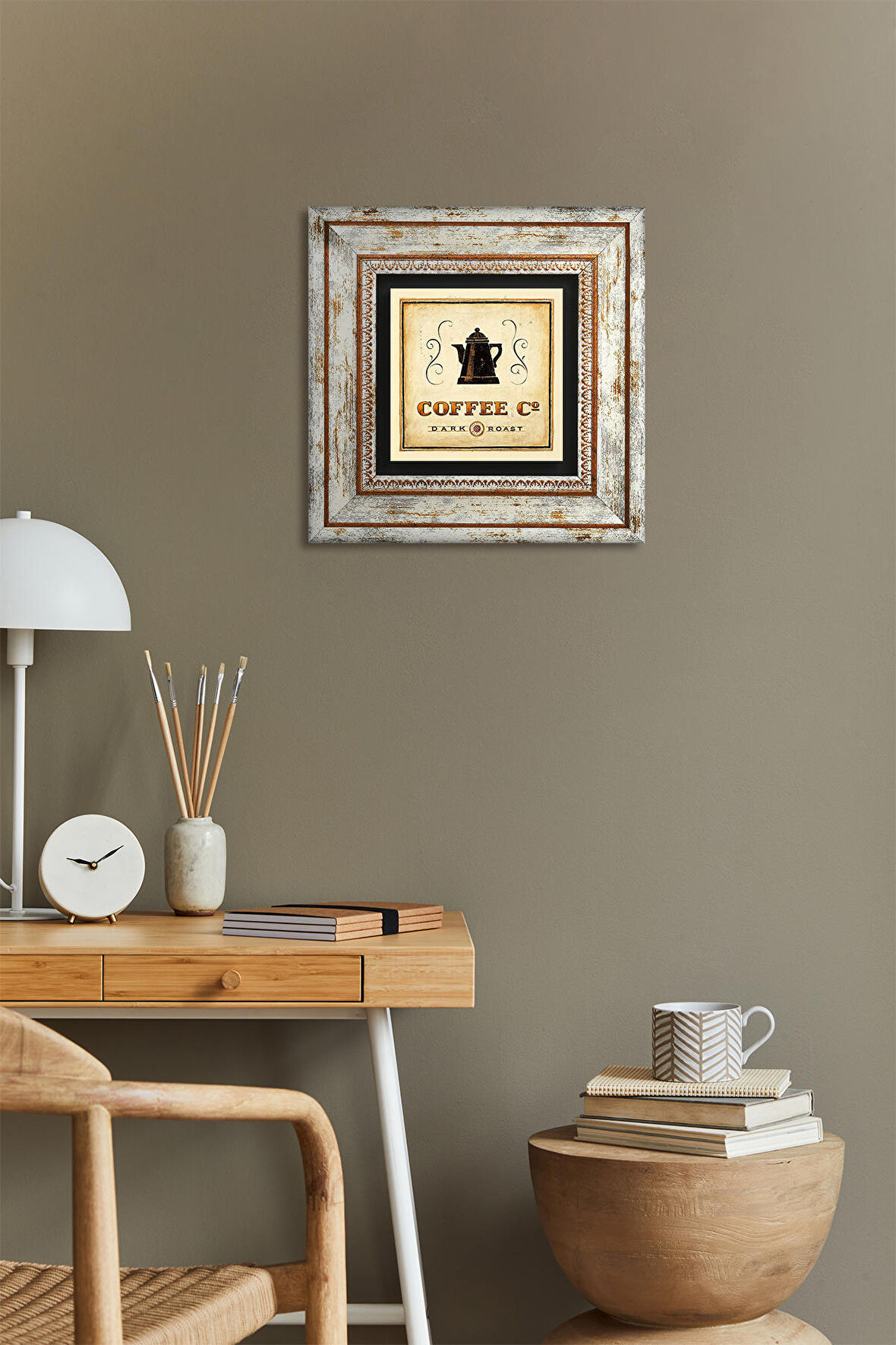 Kahve Taş Duvar Tablosu Çerçeveli Duvar Dekoru Wall Art