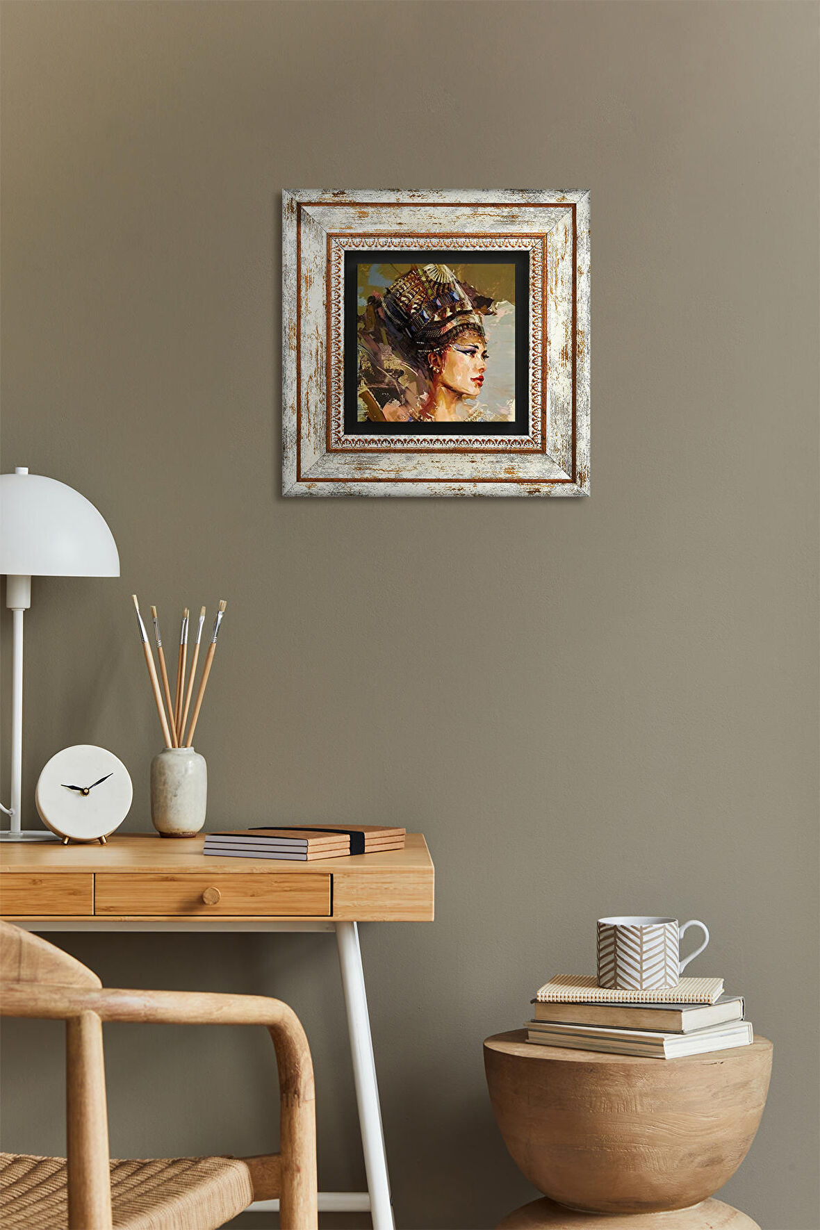 Antik Mısır Taş Duvar Tablosu Çerçeveli Duvar Dekoru Wall Art