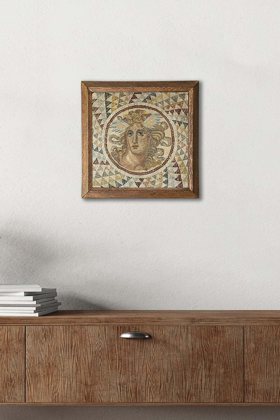 Mozaik Serisi Taş Duvar Tablosu Ahşap Çerçeveli Duvar Dekoru Wall Art 25x25cm