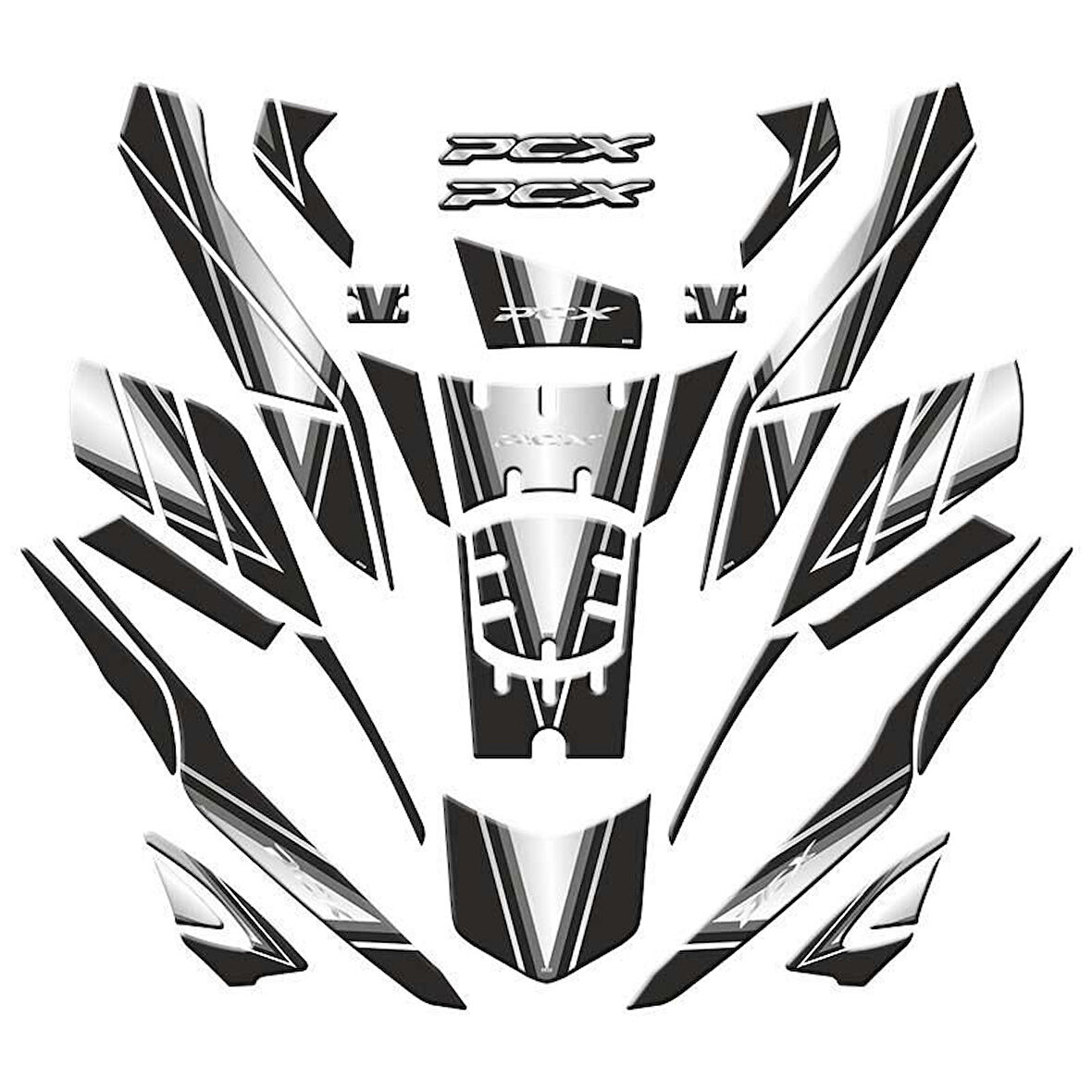 Honda PCX 125 DX 2025 36 Parça Tank Pad Seti Siyah-Nardo
