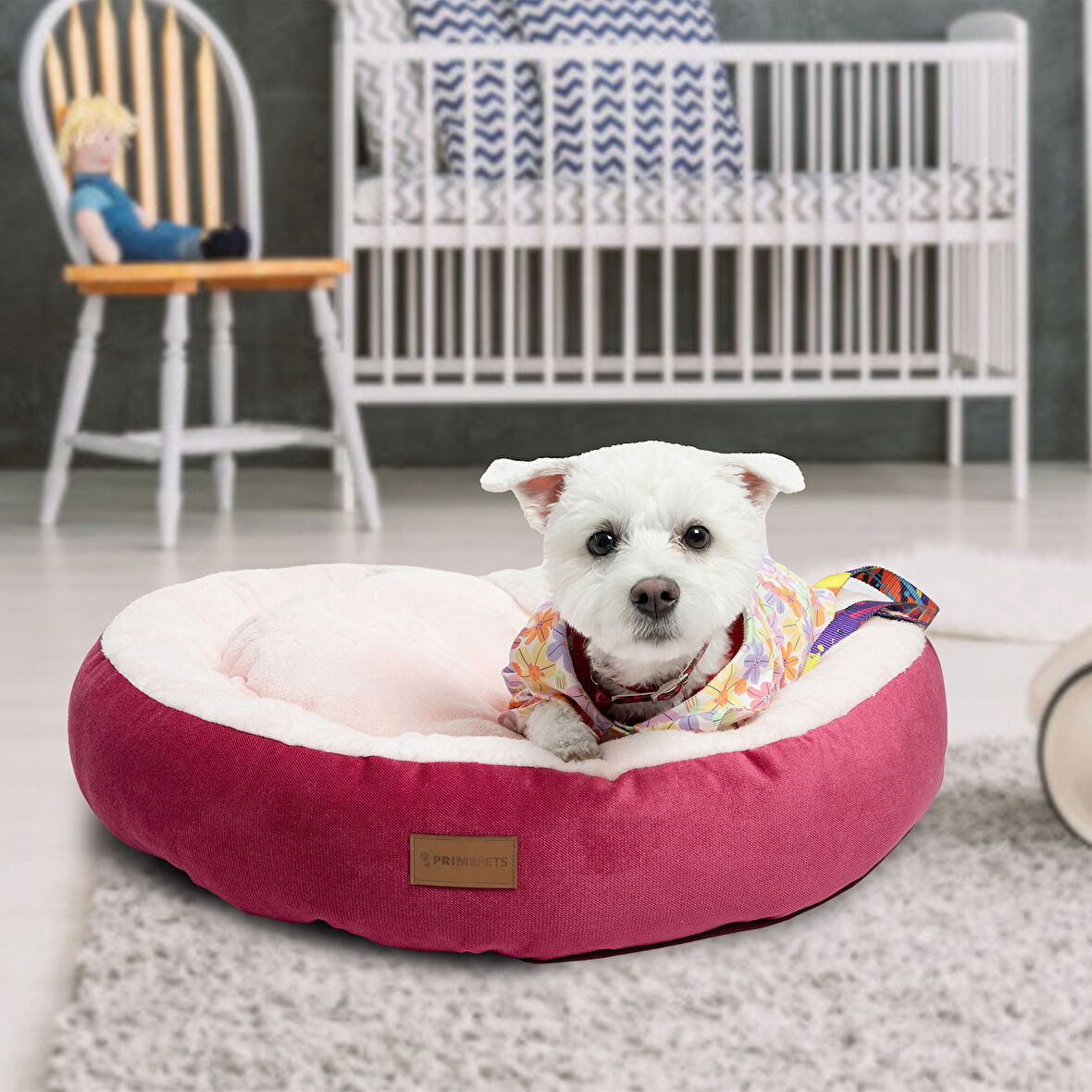 Peluş Minderli Küçük ve Orta Irk Kedi Köpek Yatağı 62x65 cm - Pem