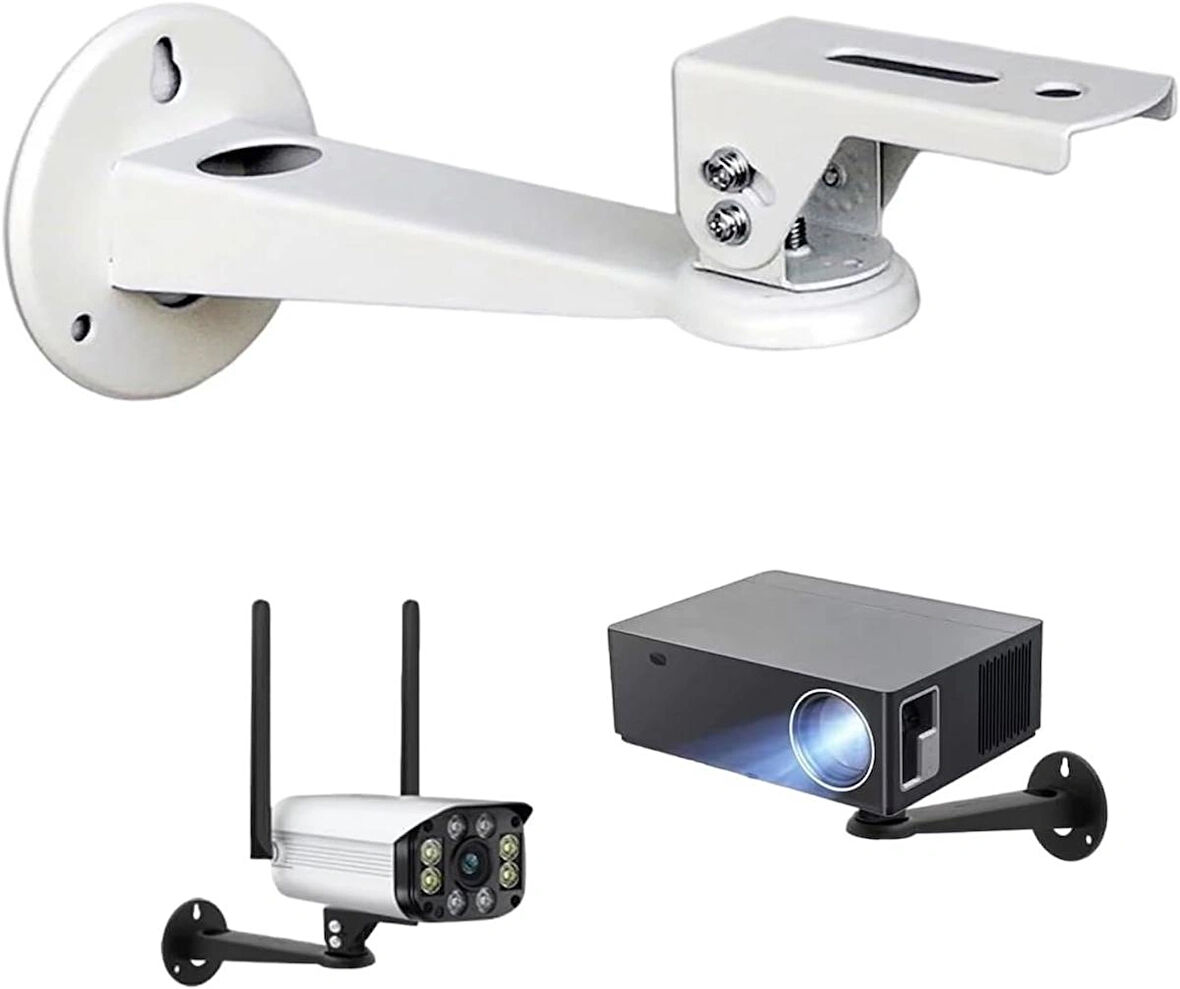 Microcase Metal Döner Başlıklı CCTV Kamera Projeksiyon Duvara Monte Askı Aparatı - BEYAZ AL5283