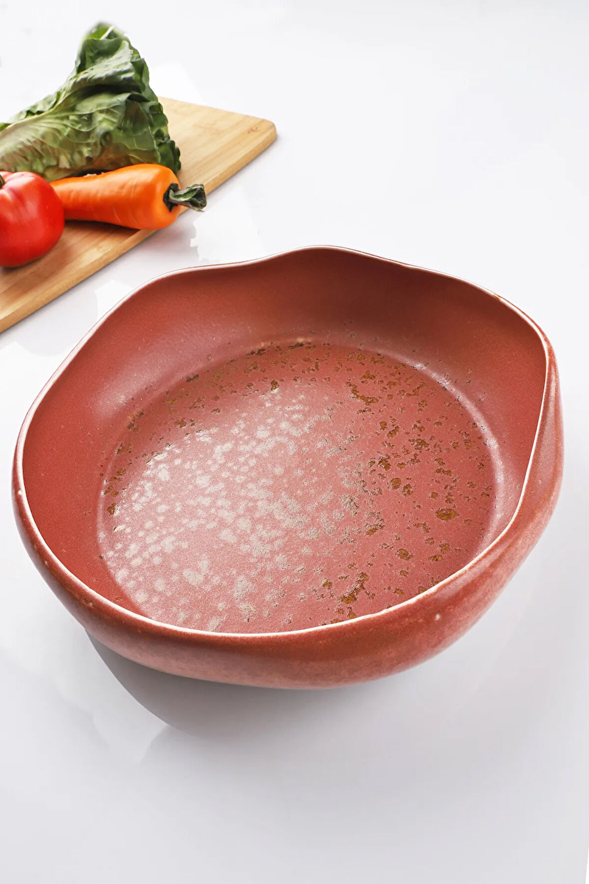 El Yapımı Porselen Asimetrik 24 Cm Salata Kasesi Kiremit